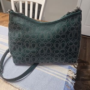 Coach Green Laurel Studded Shoulder Bag